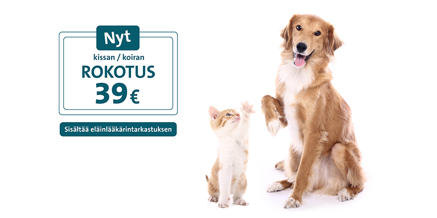 Kissan ja koiran rokotus 39 €